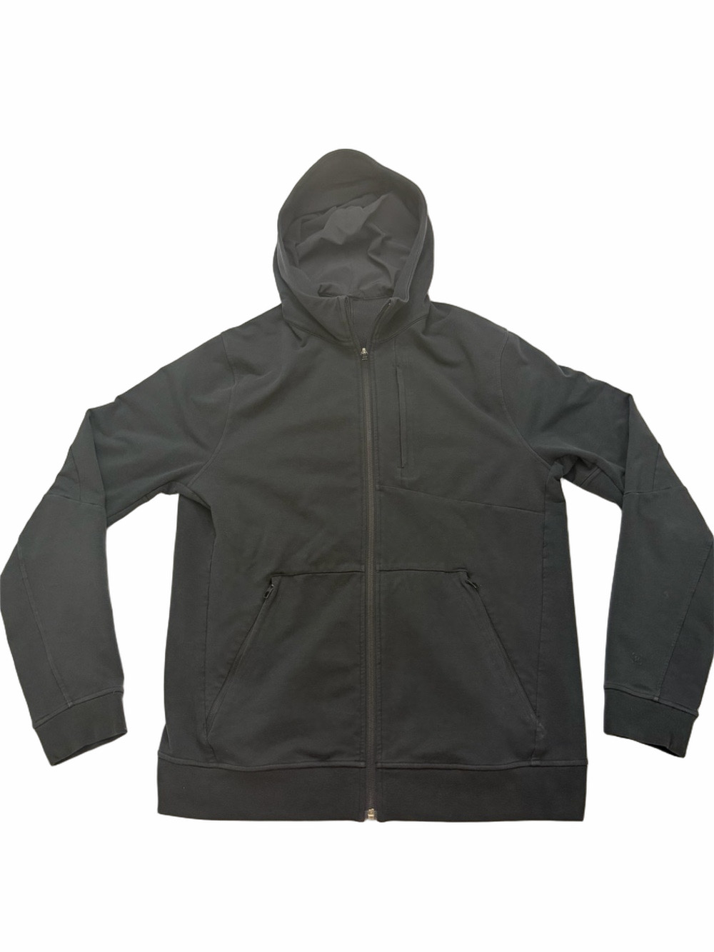 Lulu Lululemon Athletic Men Large Black Full-Zip Hoodie Hood Buttery Soft